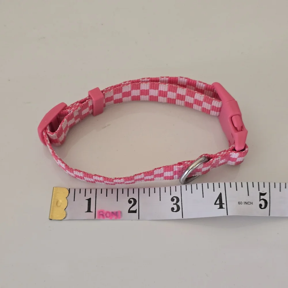 Pink Checkered Dog Collar